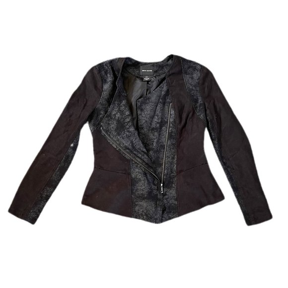 DKNY Black Faux Suede Lightweight Asymmetrical Jacket Vintage - Picture 2 of 3